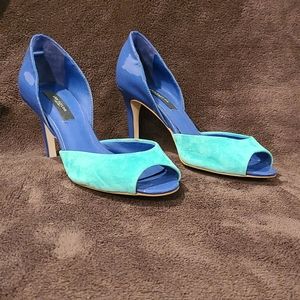 Ann Taylor Leather Suede Peep Toe Pump 6M